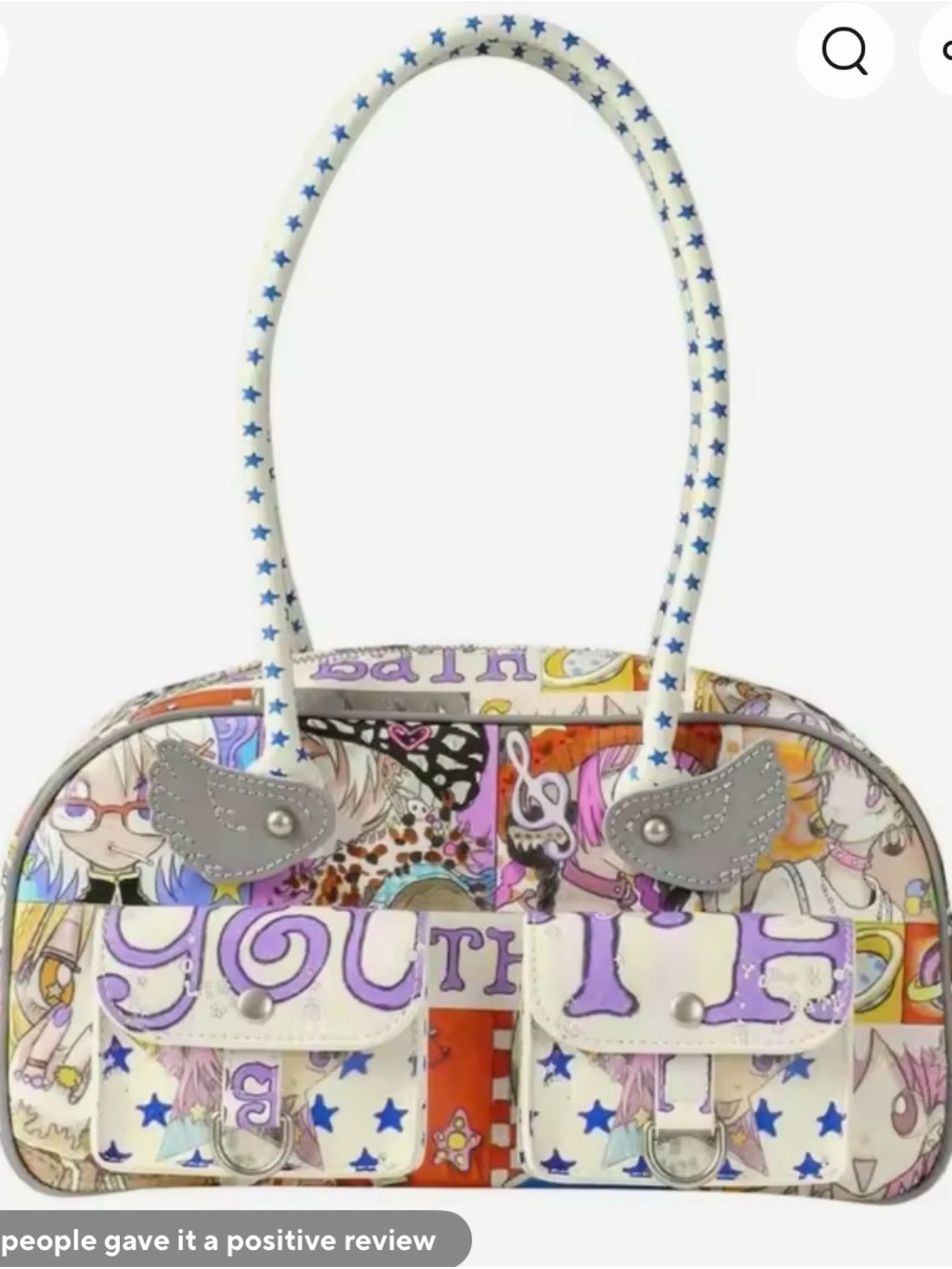 Youthbath Graphic White & Purple Star Handle Women's shoulder Bag like brand new
